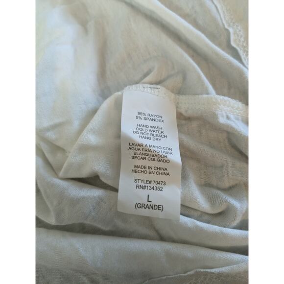 Forever 21 Off Shoulder Blouse Large Ivory Flowy Boho Smocked Summer Top Loose - Picture 6 of 11